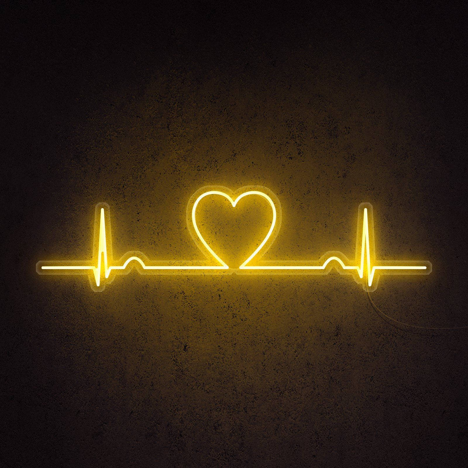Download Neon Yellow Led Heart And Lifeline Wallpaper