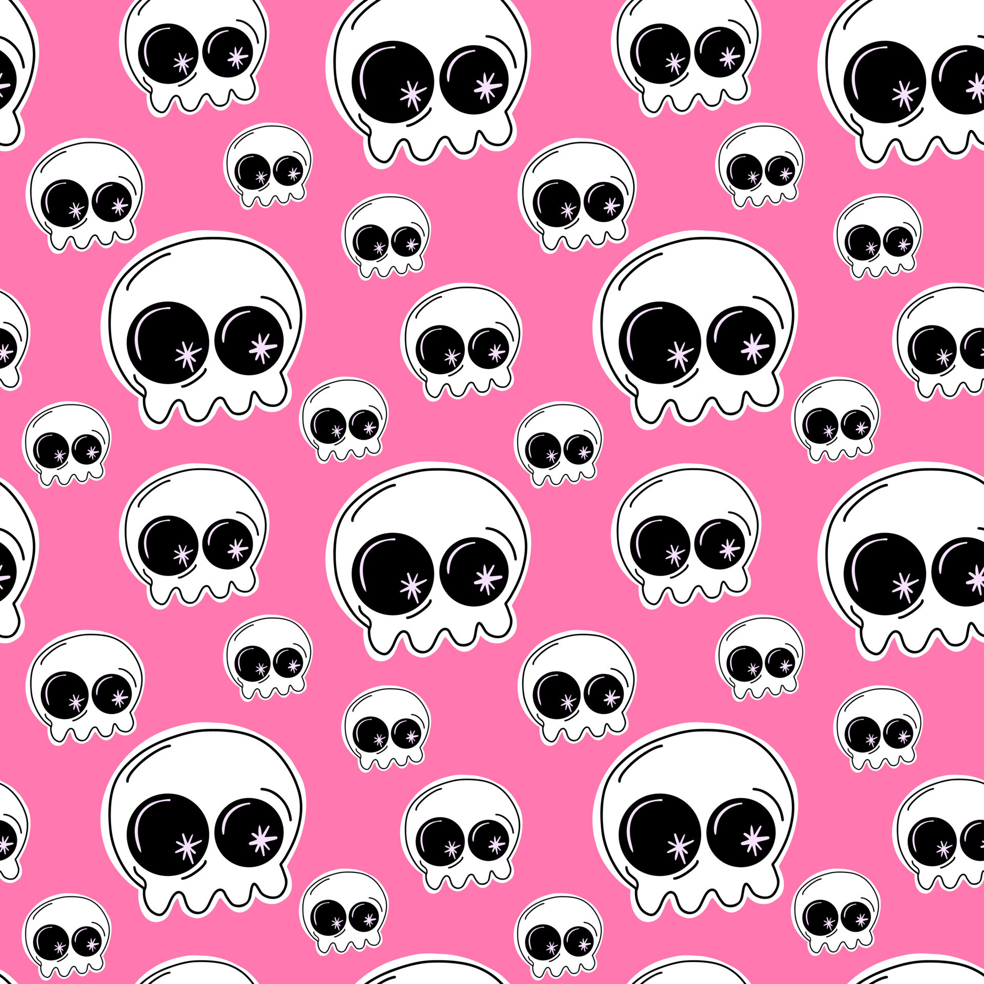 Seamless pattern for Halloween. Cute background with pink skulls