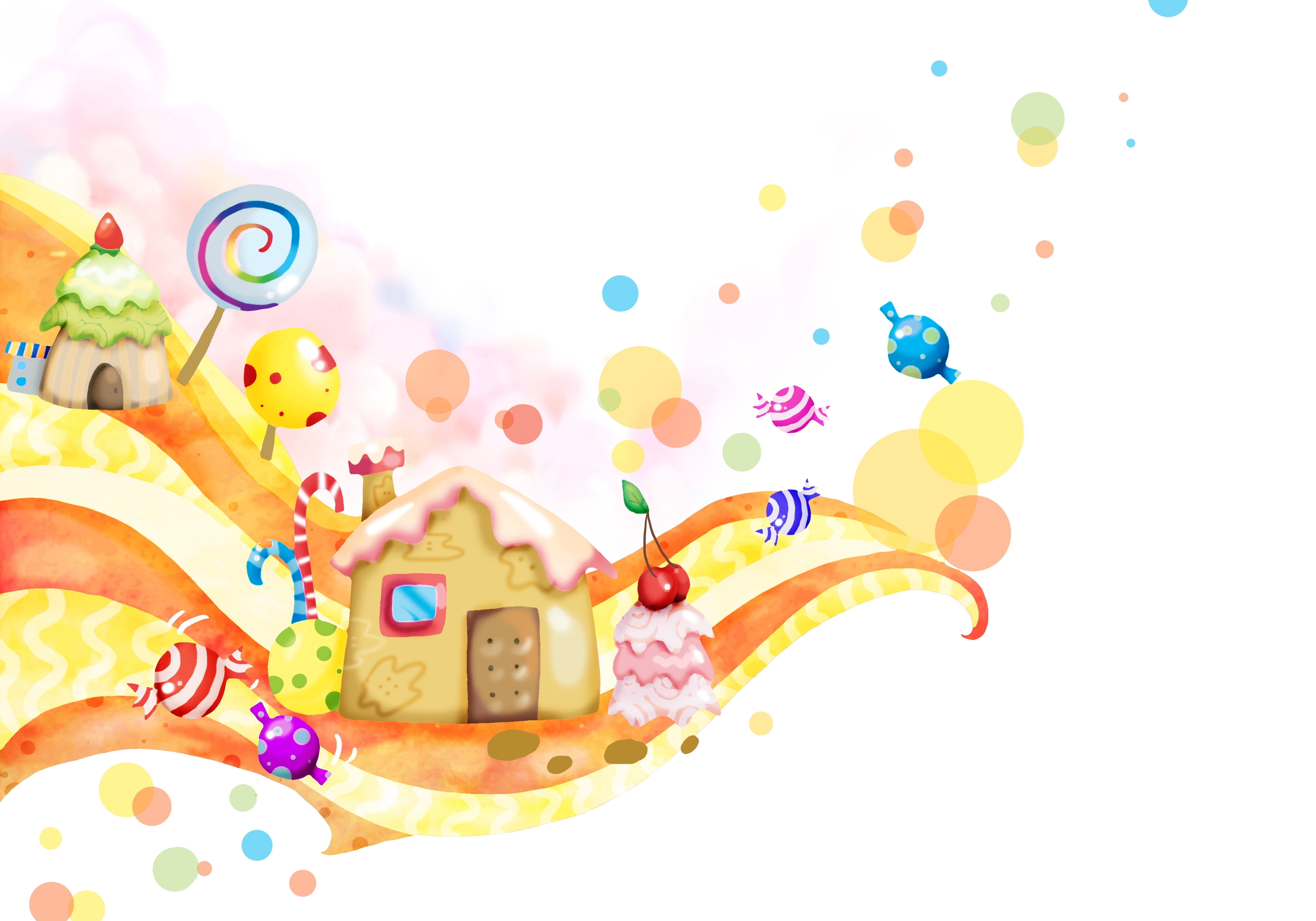 Download wallpaper fantasy, home, candy, sweet, lollipops, twirl, baby Wallpaper, cherry, section mood in resolution 5000x3500