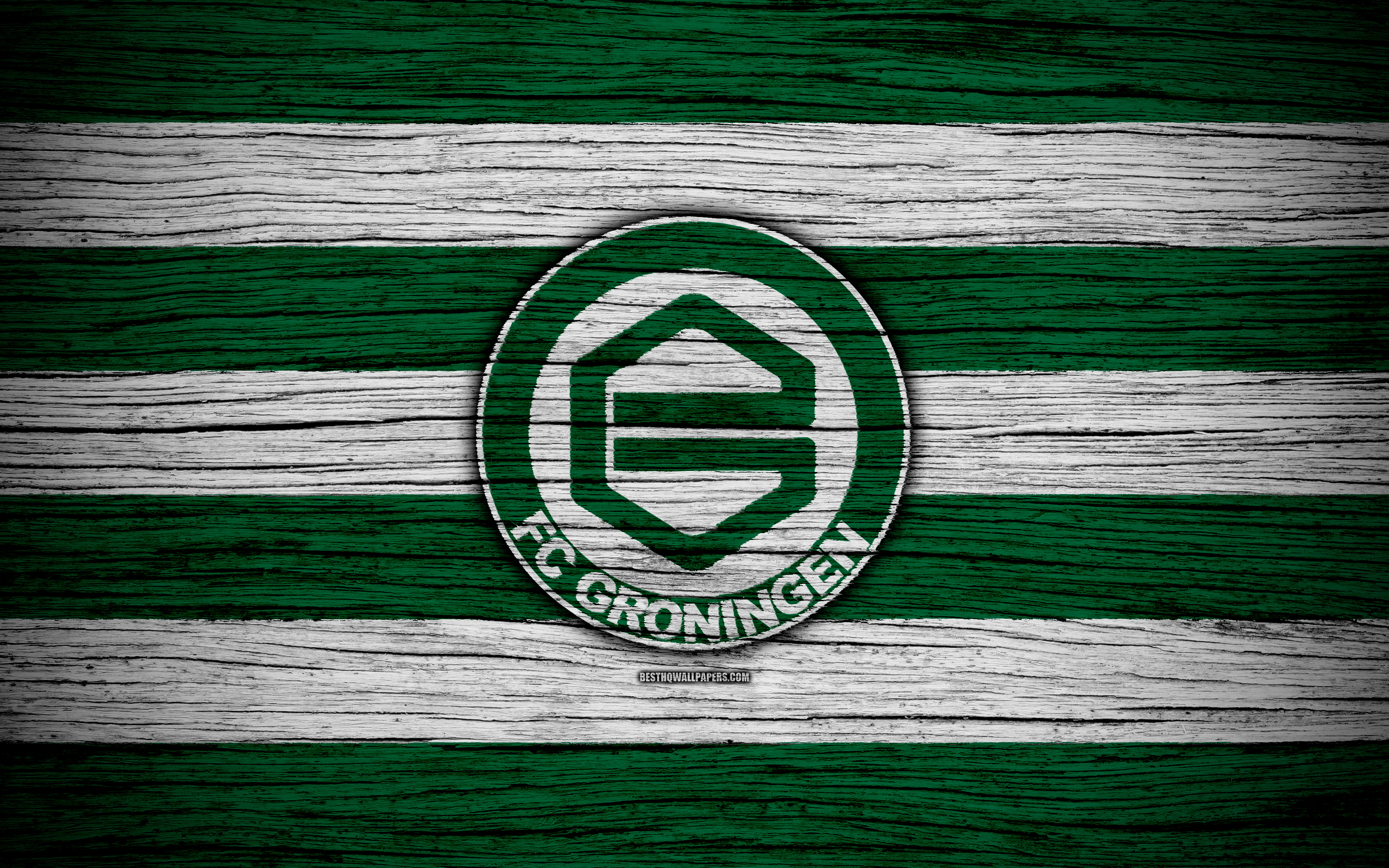 Download wallpaper Groningen FC, 4k, Eredivisie, soccer, Holland, football club, Groningen, wooden texture, FC Groningen for desktop with resolution 3840x2400. High Quality HD picture wallpaper
