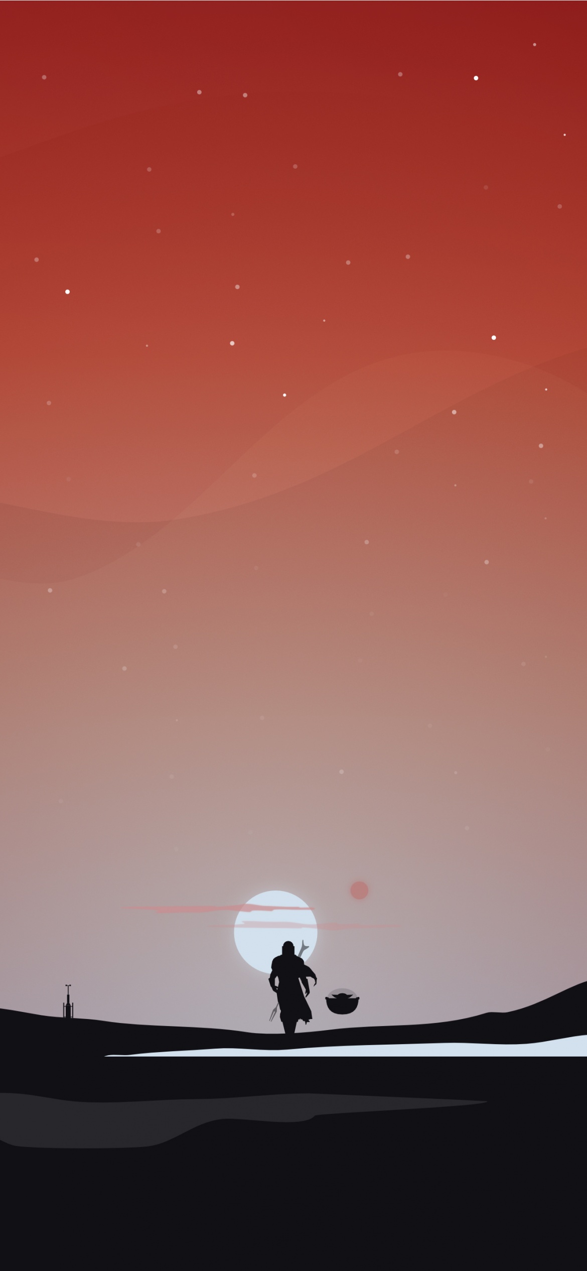 The Mandalorian Wallpaper 4K, Star Wars, Dark, Red Sky