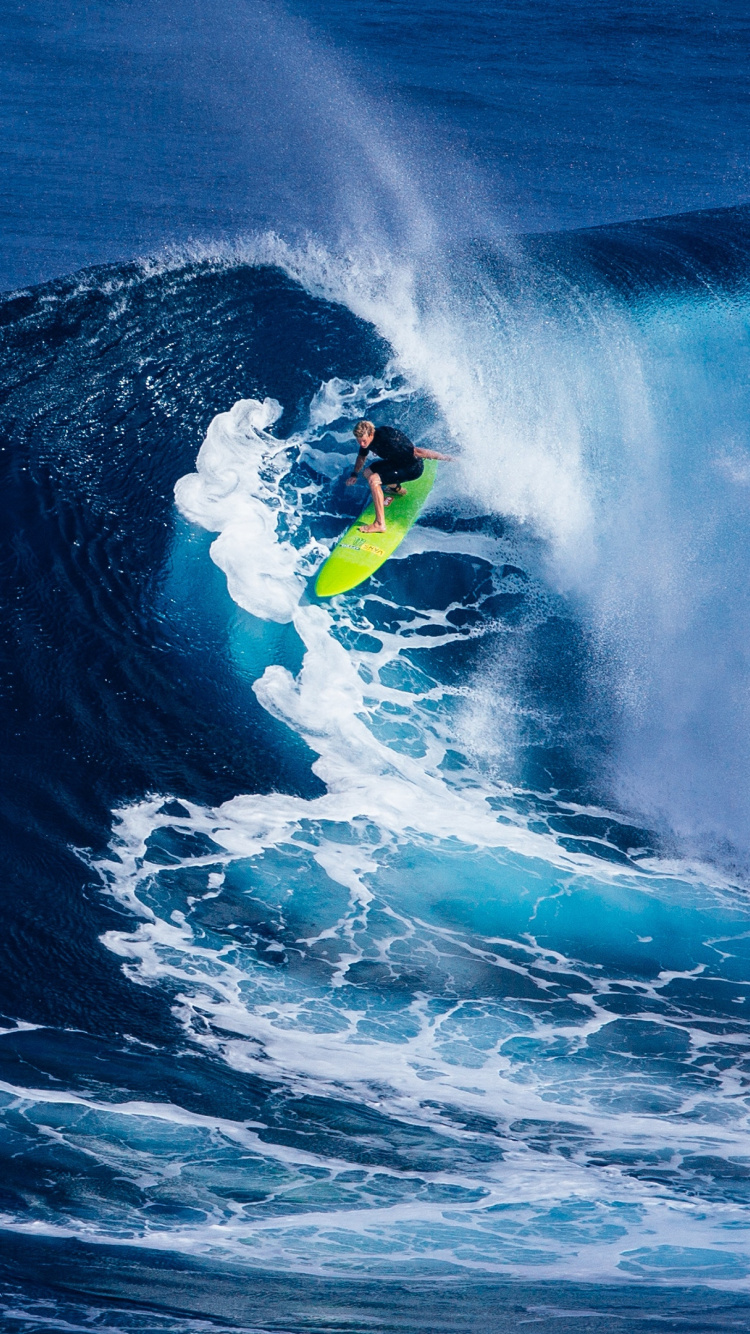 Download Tide, sea waves, surfer wallpaper, 750x1334, iphone 7, iPhone 8