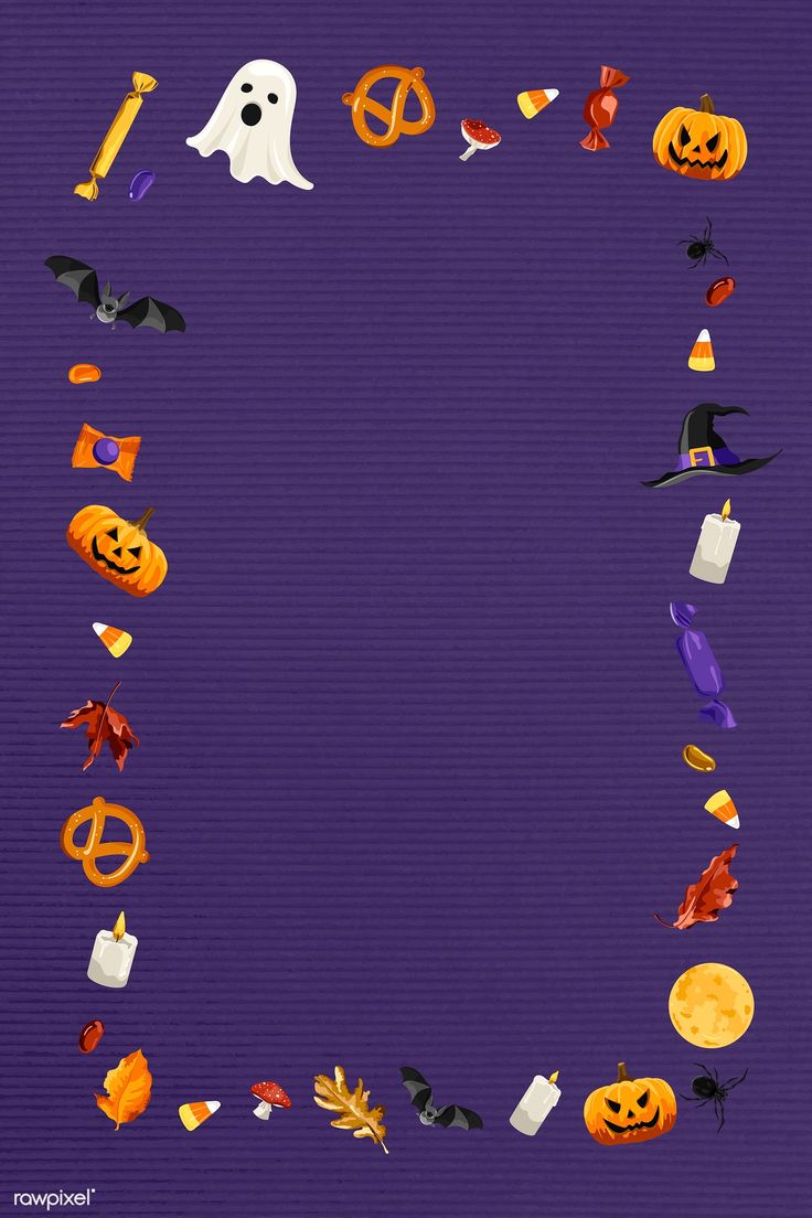 Halloween elements frame on purple background vector. free image by rawpixel.com / Aew. Halloween background, Halloween frames, Halloween wallpaper background