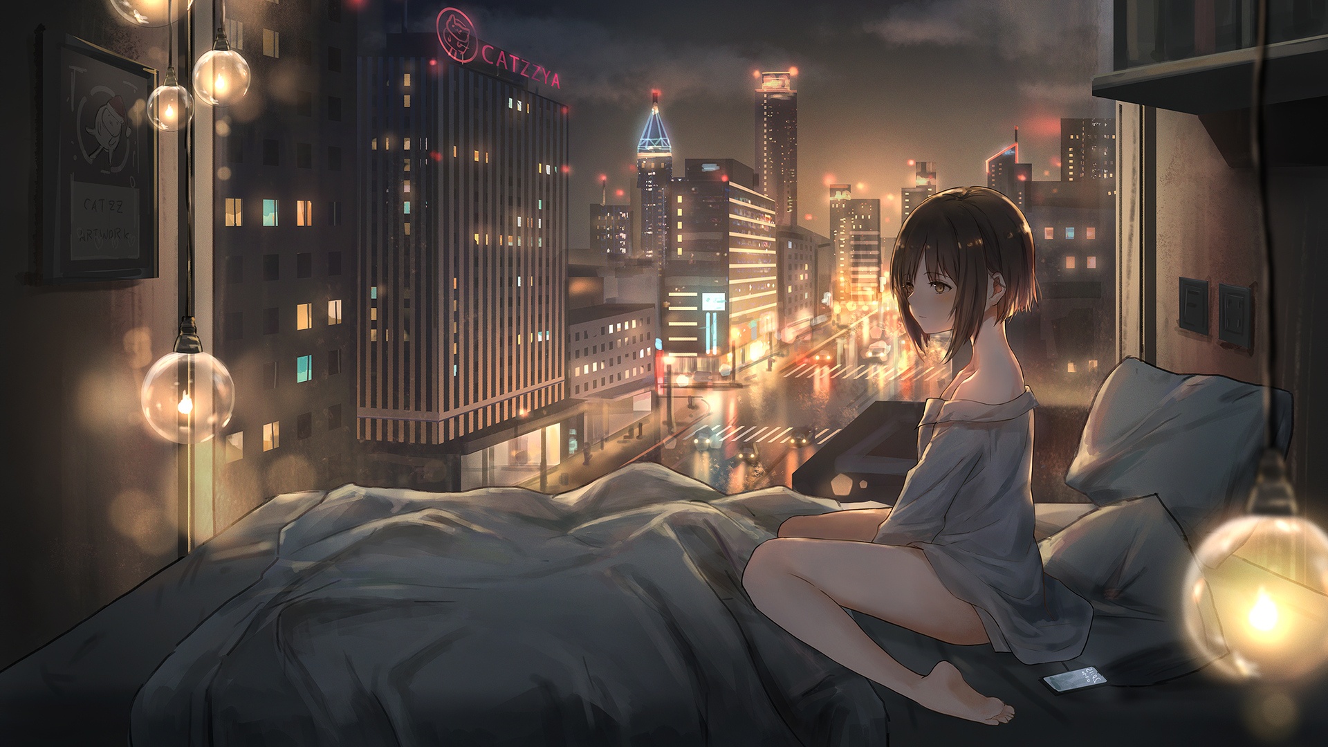 Loneliness Anime City Wallpaper