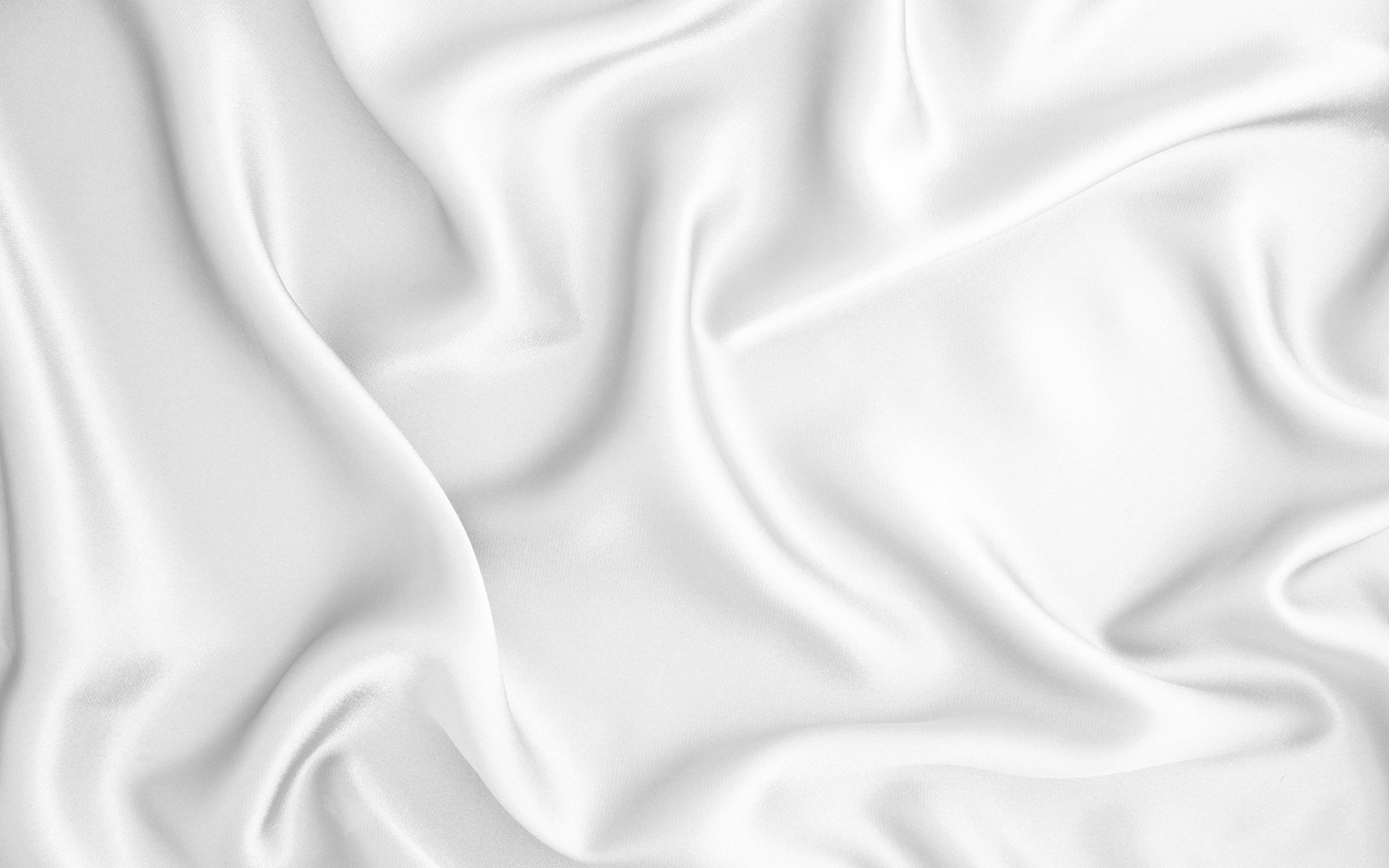 Download wallpaper white silk texture, wavy fabric texture, silk, white fabric background, white satin, fabric textures, satin, silk textures, white fabric texture, white satin texture for desktop with resolution 3840x2400. High Quality