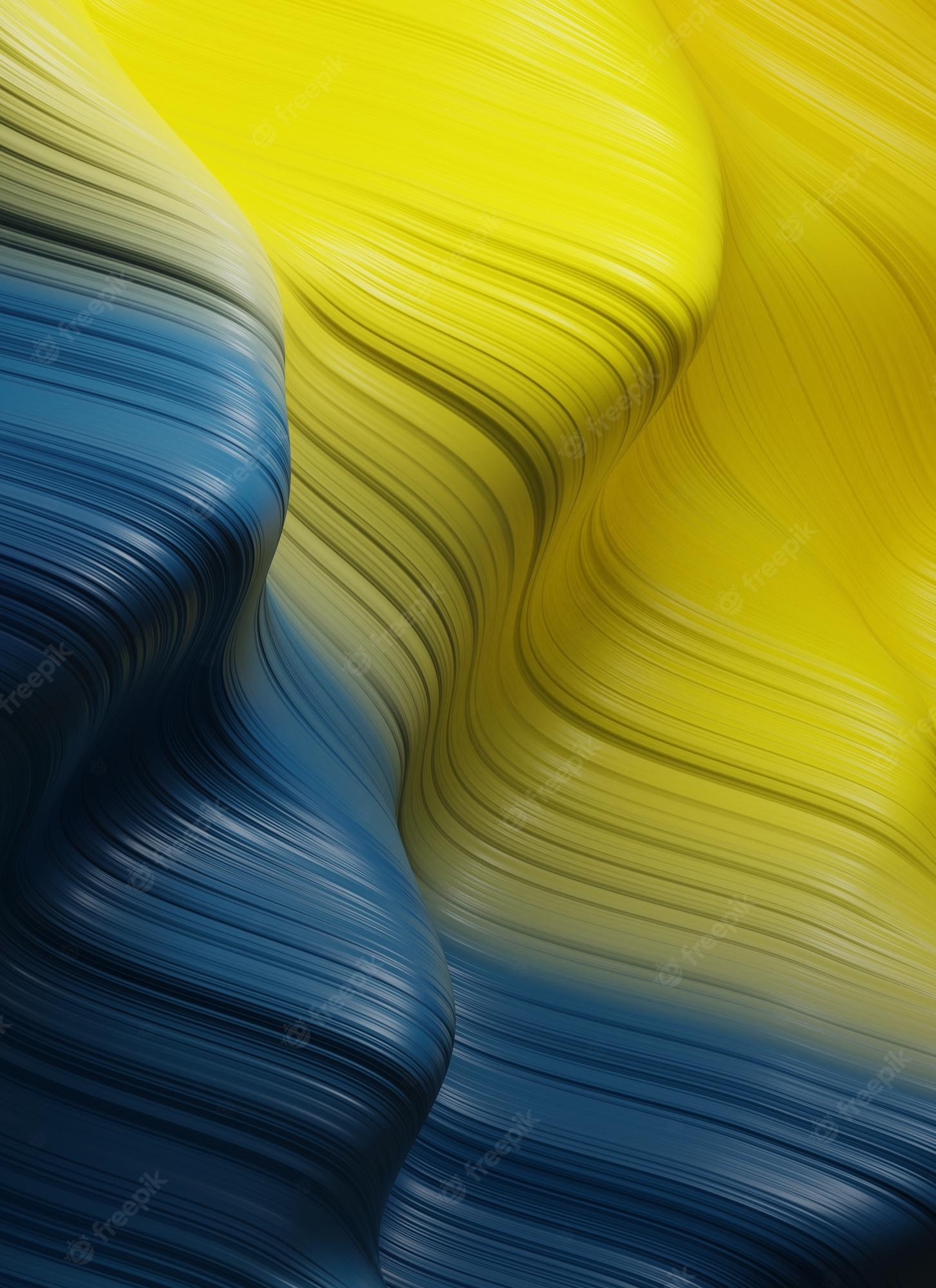 Premium Photo. Modern 3D abstract background with curvy surface yellow and blue ukraine flag wallpaper with copyspace pattern wallpaper abstract fluid glossy texture colorful 3D render banner style image