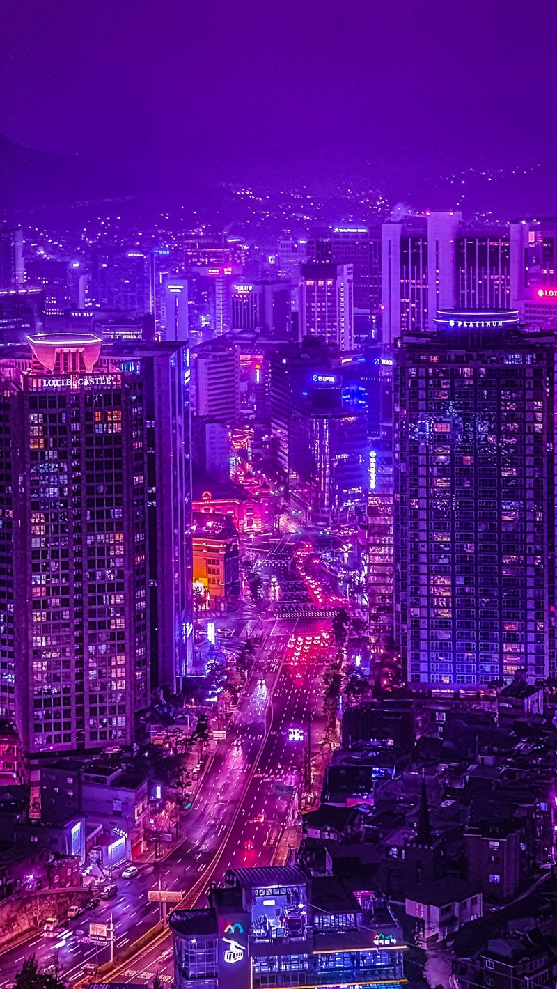 Download Wallpaper 800x1420 Night City, Road, Architecture, Lights, Neon Iphone Se 5s 5c 5 For Parallax HD Background