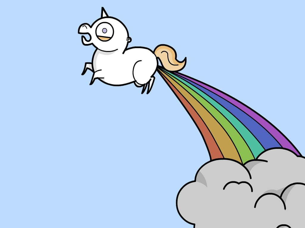 Unicorn Illustration, Humor, Funny, Rainbow, Sky, Representation • Wallpaper For You