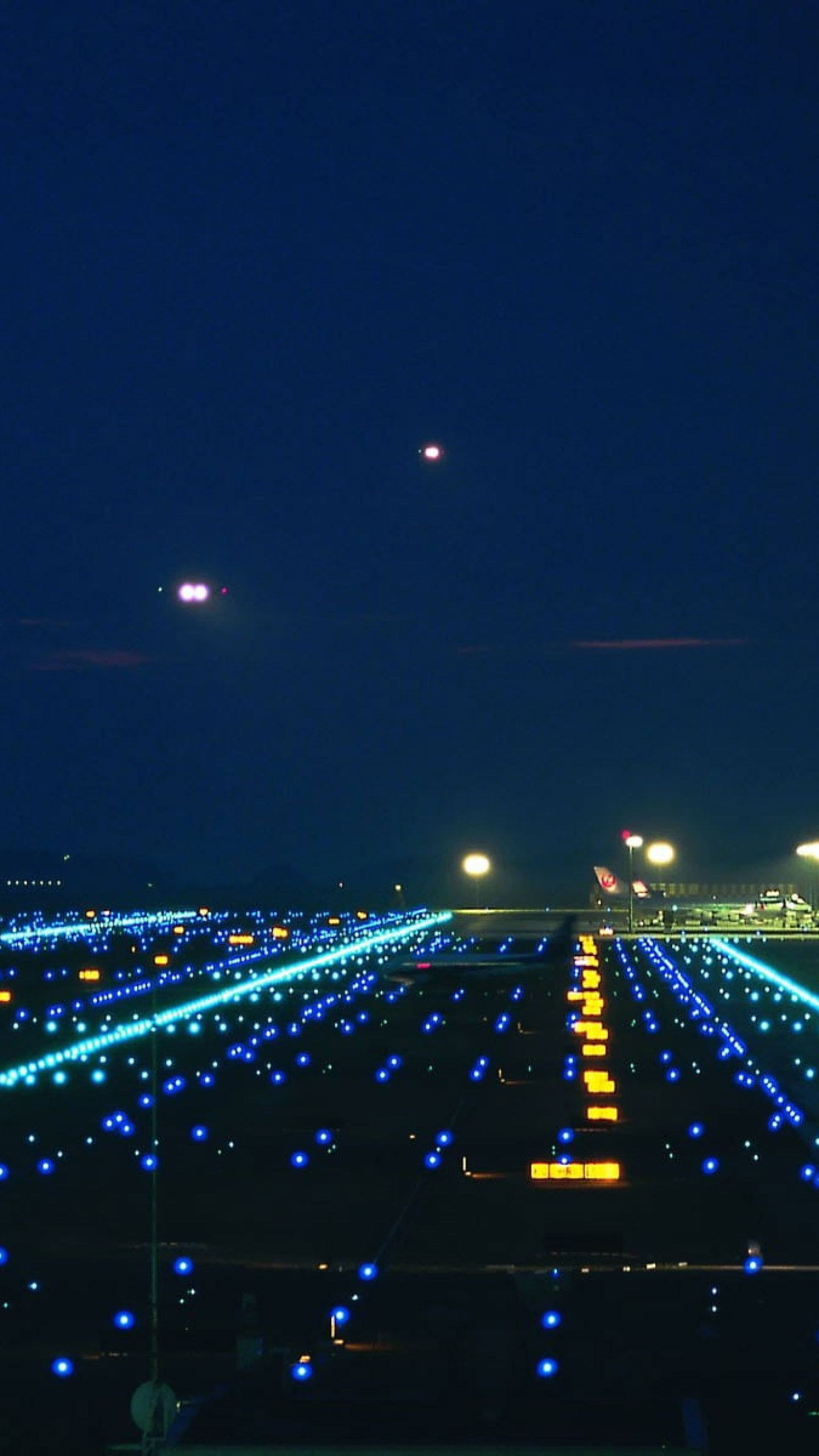 Wallpaper Airport Runway, Lights, Night, Airplane, Illumine • Wallpaper For You