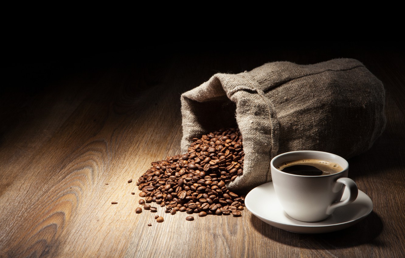 Wallpaper table, tree, coffee, grain, Cup, bag image for desktop, section разное