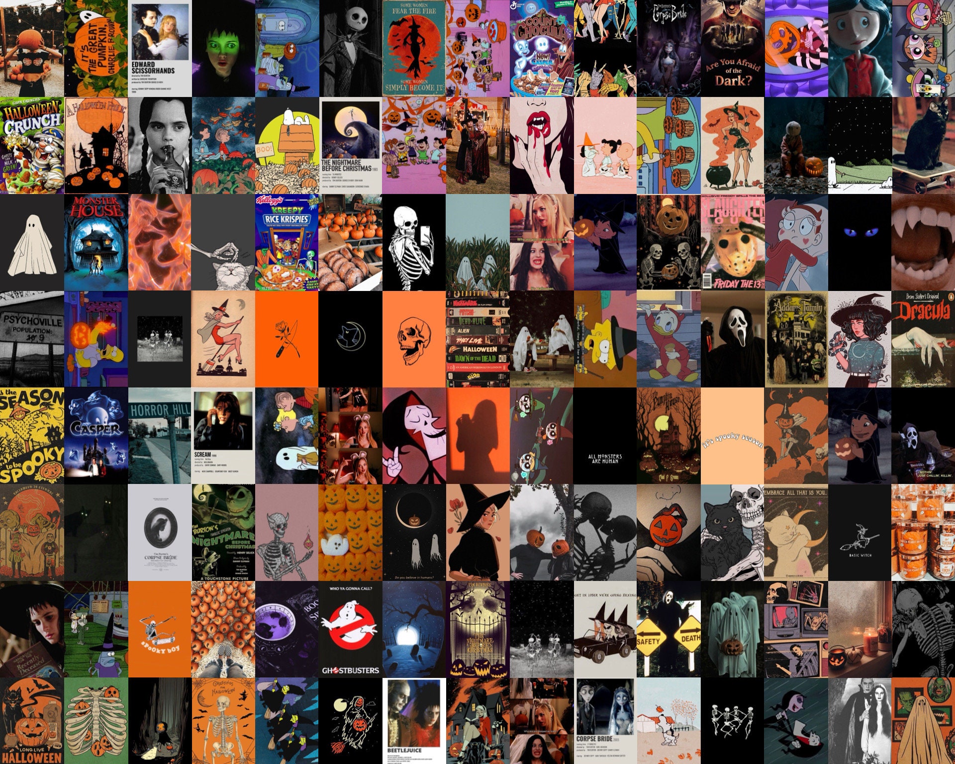 Halloween Wall Collage Kit, Halloween Collage Kit, Fall Wall Collage, Fall Wall Collage, Aesthetic Collage Kit (DIGITAL DOWNLOAD) 135 PCS