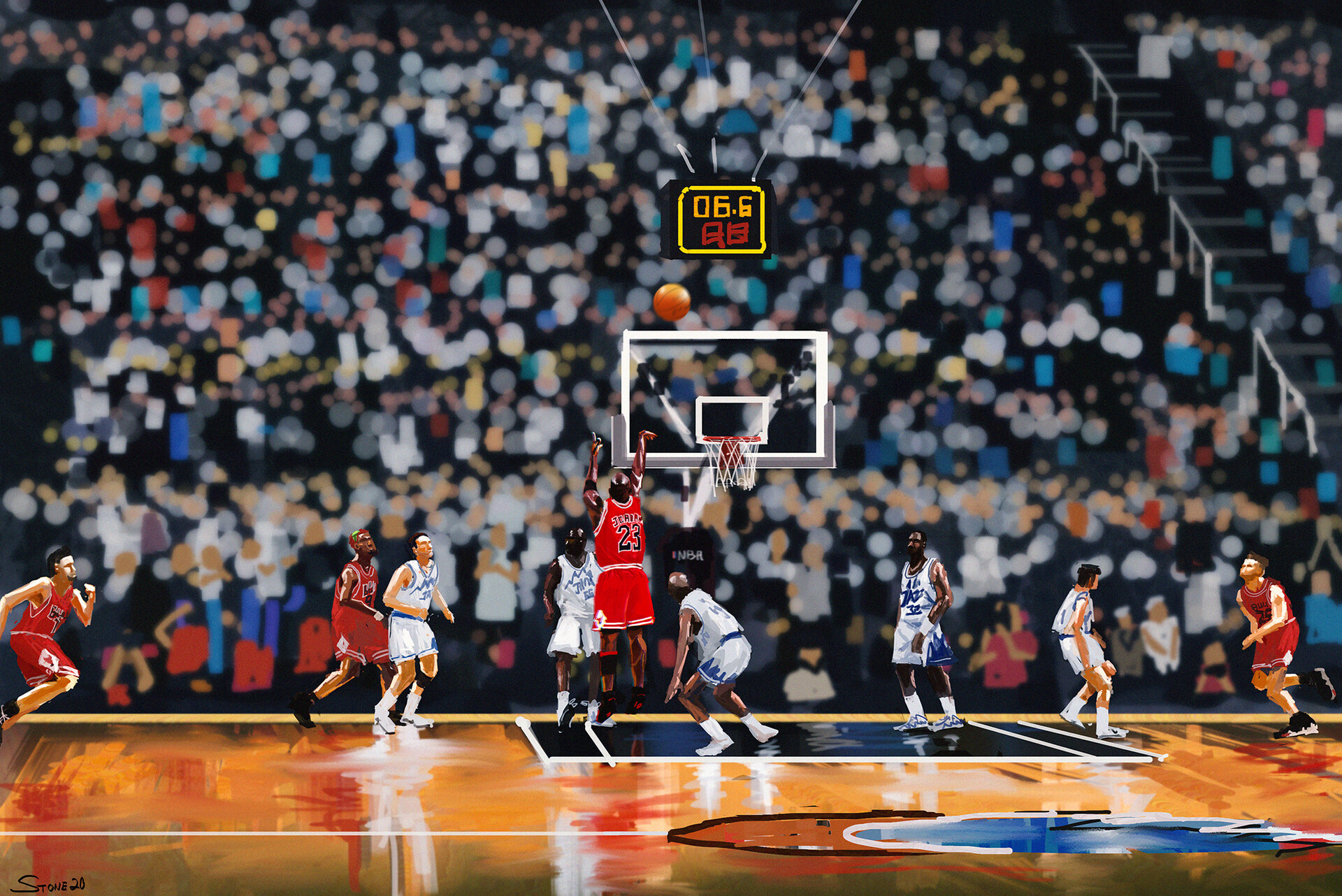John Stone Study Speed Painting: The Last Shot Of Michael Jordan