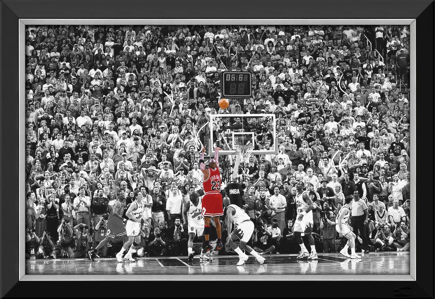 Michael Jordan Last Shot Framed Canvas, Amazon.ca: Sports & Outdoors