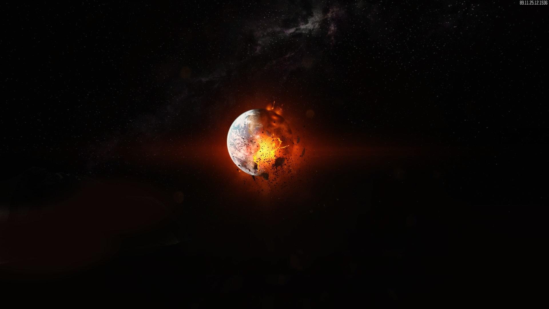 Isolated shot of the Earth exploding from Moon EE, might make a neat wallpaper!