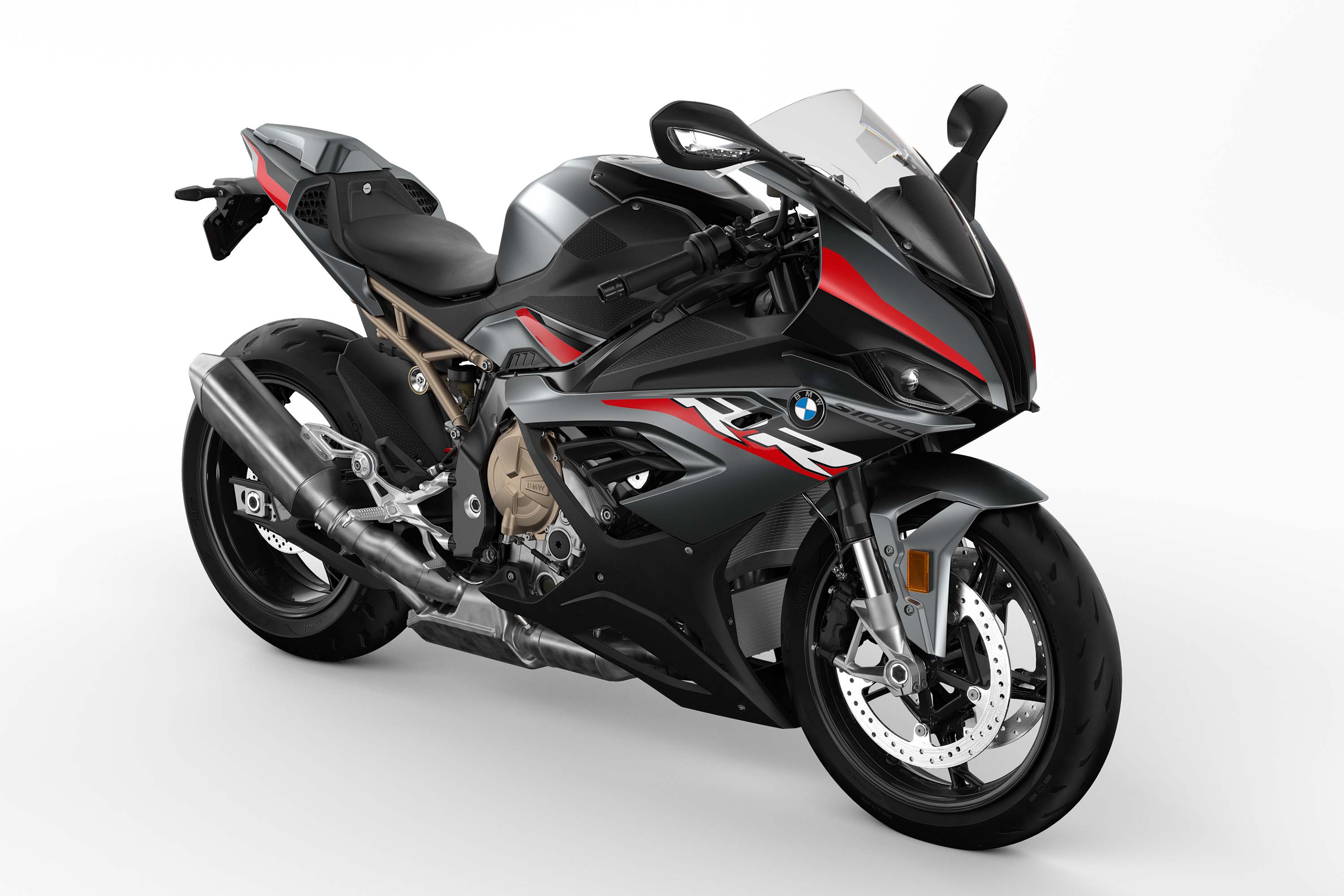BMW S1000RR Wallpaper 4K, Black bikes, Sports bikes, White background, Bikes
