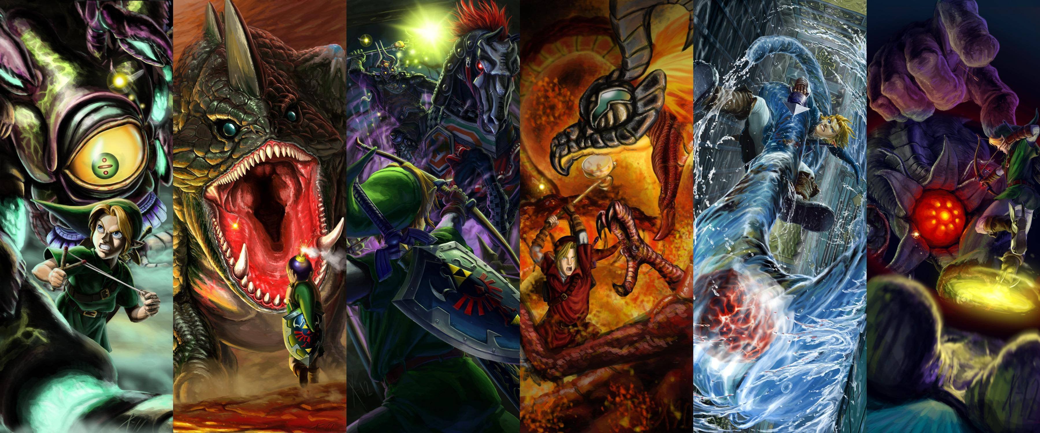 Ocarina of Time boss battles (Gohma, Dodongo, Phantom Ganon, Volvagia, Morpha, & Bongo Bongo) wallpaper