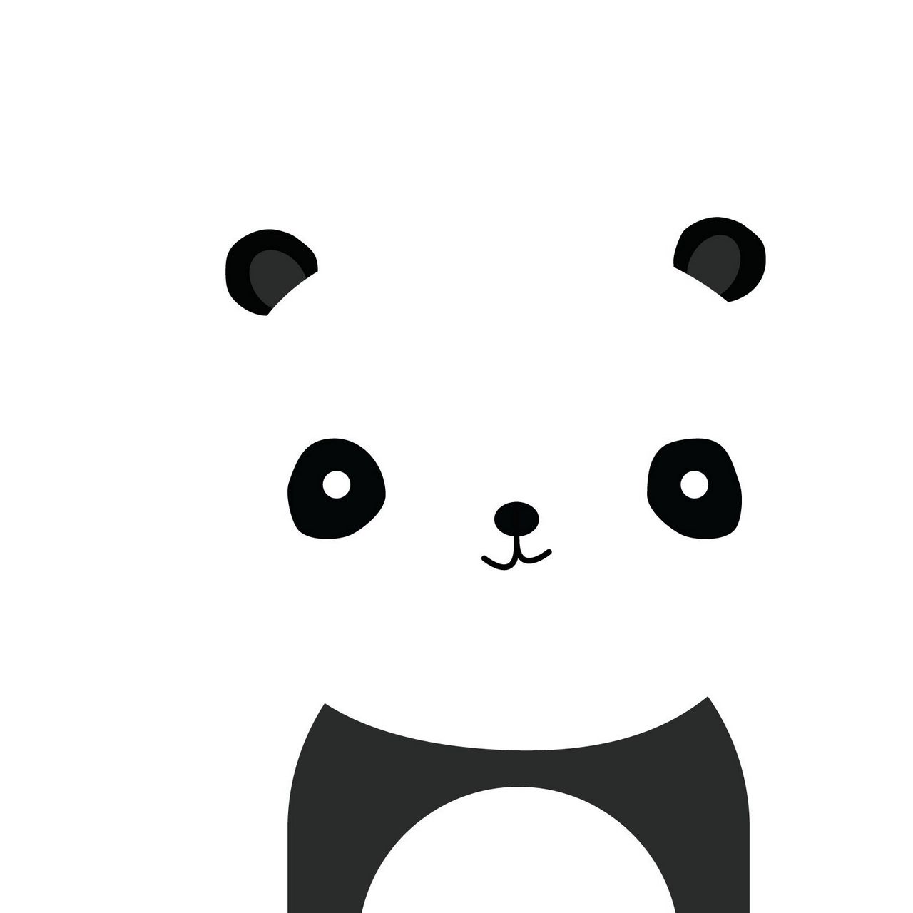 Download wallpaper 1280x1280 panda, smile, white, black, minimalist ipad, ipad 2, ipad mini for parallax HD background
