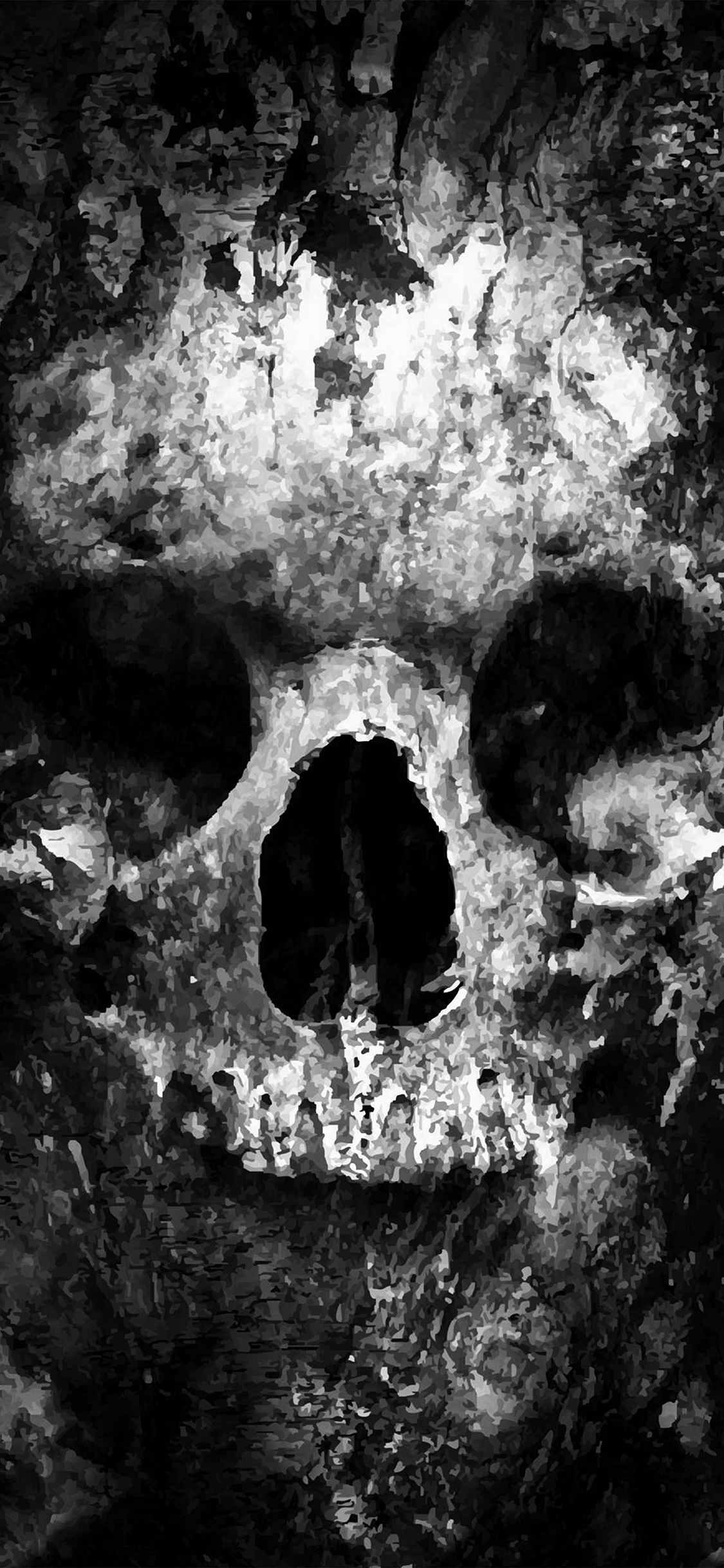 iPhone X wallpaper. skull face ark paint illustration art bw dark
