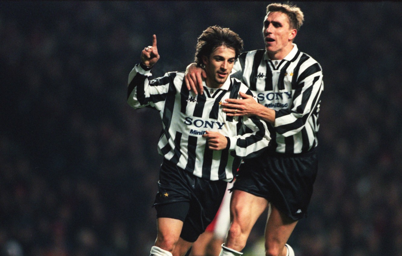 Wallpaper retro, classic, Juventus, celebrating a goal, Italian seria a team, football the nineties, Alen Boksic, Alessandro Del Piero image for desktop, section спорт