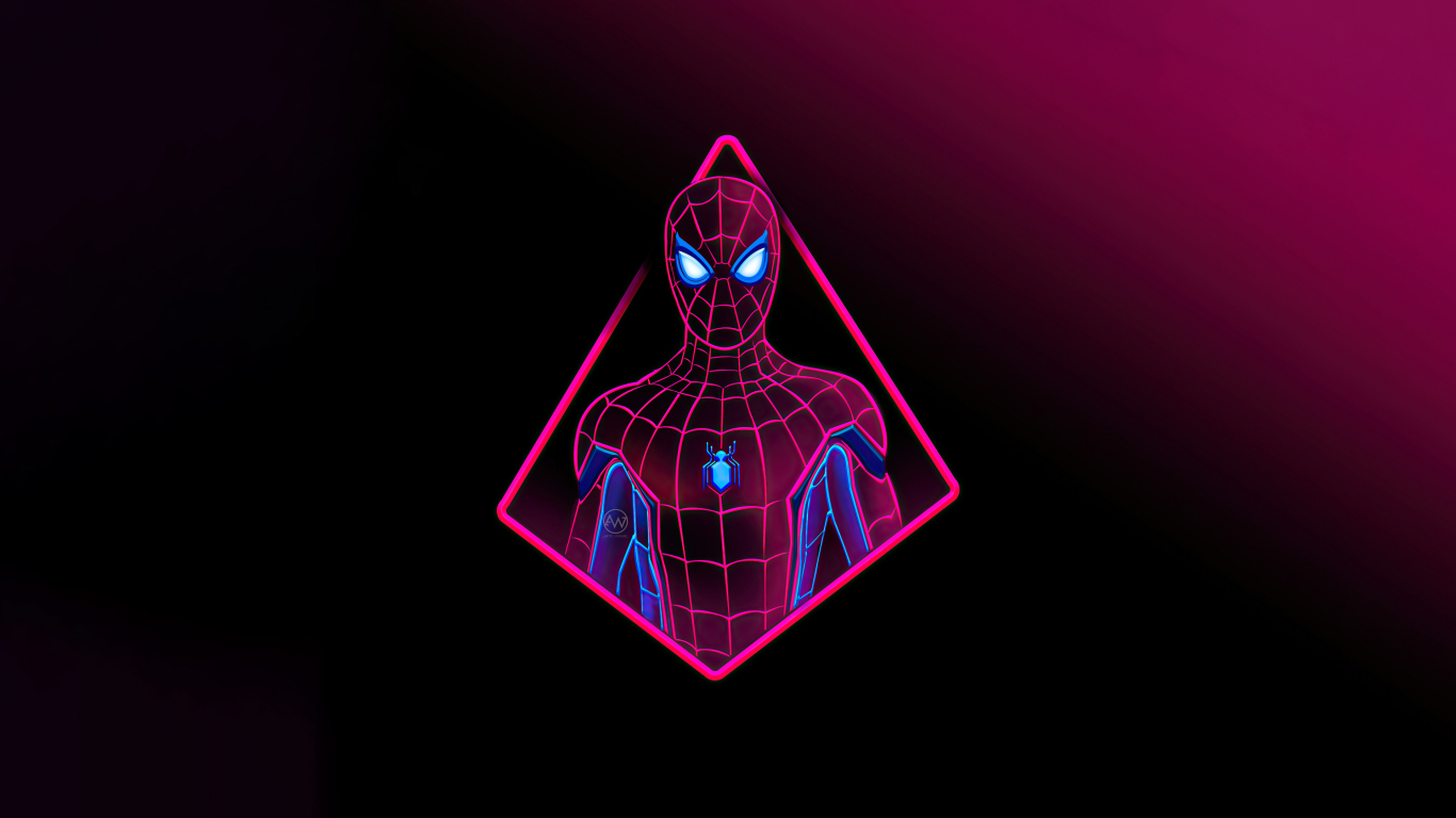Neon Art Spider Man Art Wallpaper Background