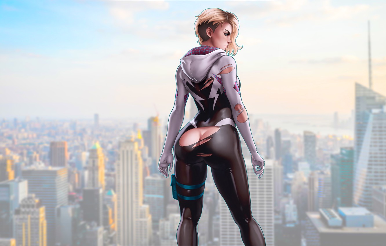 Wallpaper girl, ass, girls, marvel, comics, blonde, comic, gwen stacy, spider gwen, superheroines image for desktop, section сэйнэн