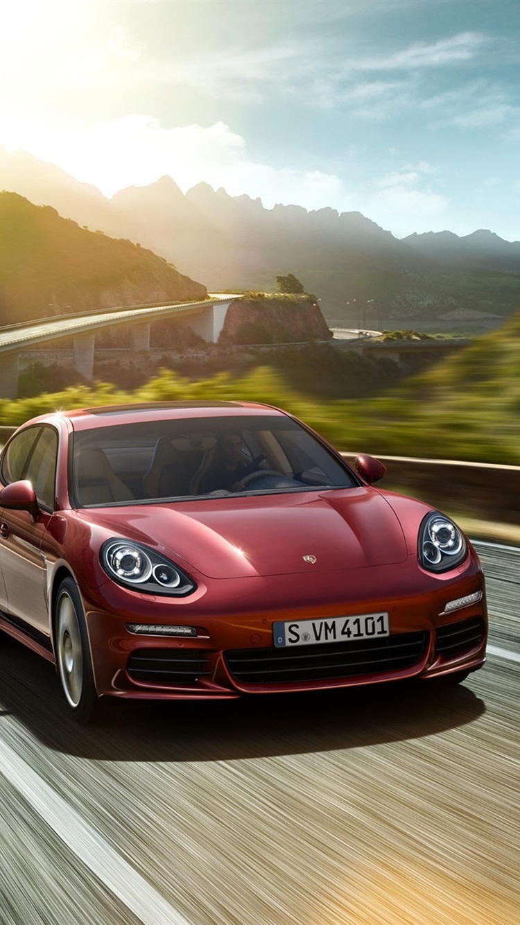 Porsche Panamera Red Car Speed 750x1334 IPhone 8 7 6 6S Wallpaper, Background, Picture, Image