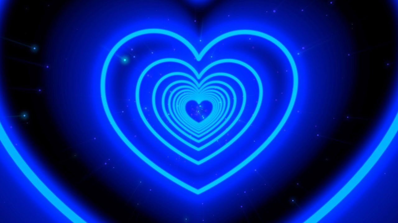 Blue Neon Lights Love Heart Tunnel Background Video Heart