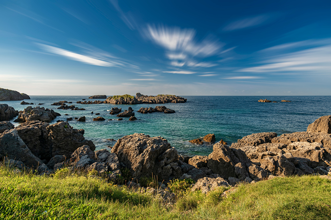 Picture Spain Cantabria Cliff Nature Sky Coast