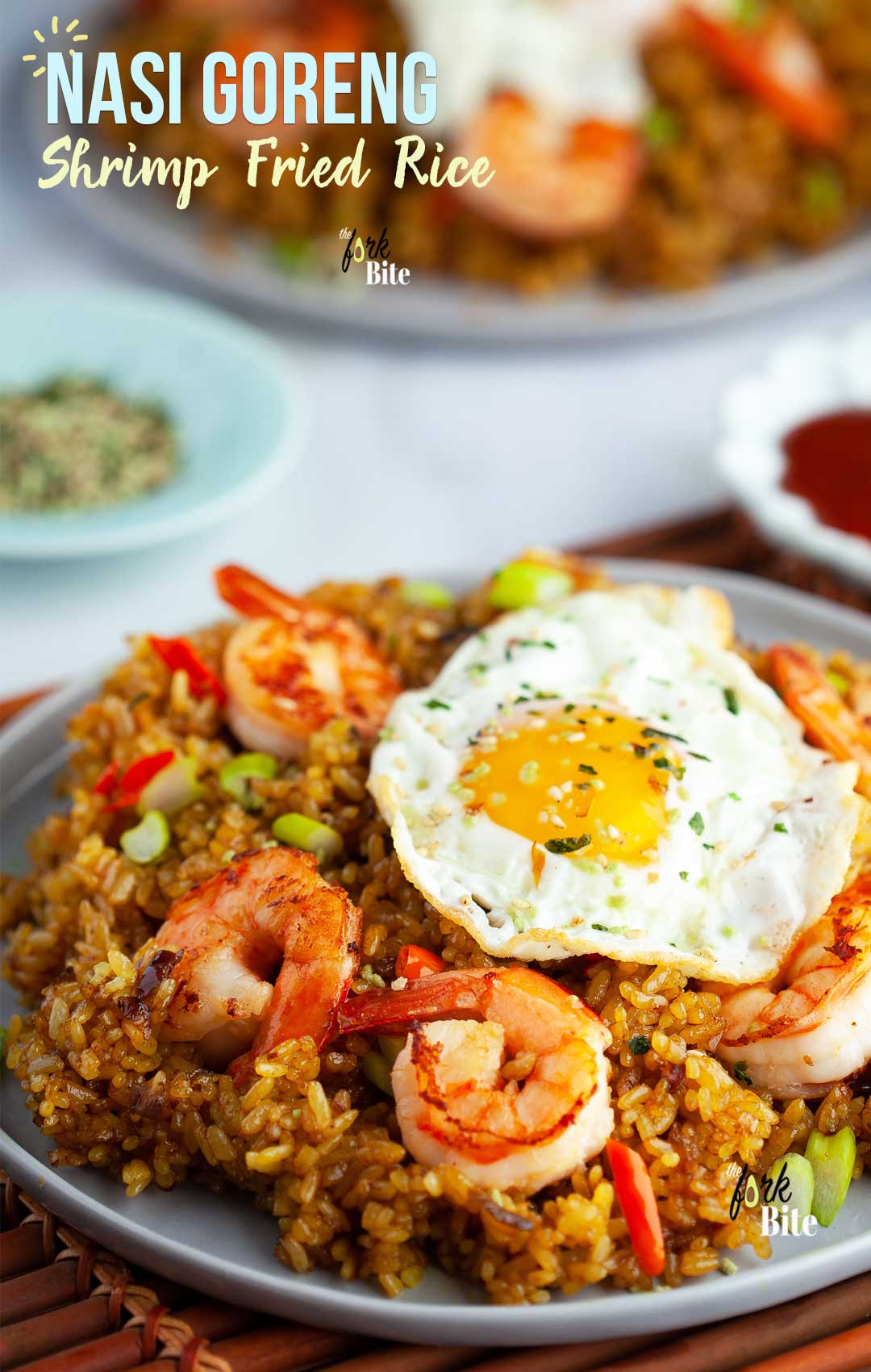 Indonesian Fried Rice. Nasi Goreng Fork Bite