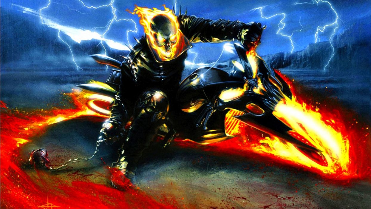 Dark art artwork fantasy artistic original psychedelic horror evil creepy scary spooky halloween ghost rider skull chopper wallpaperx1080