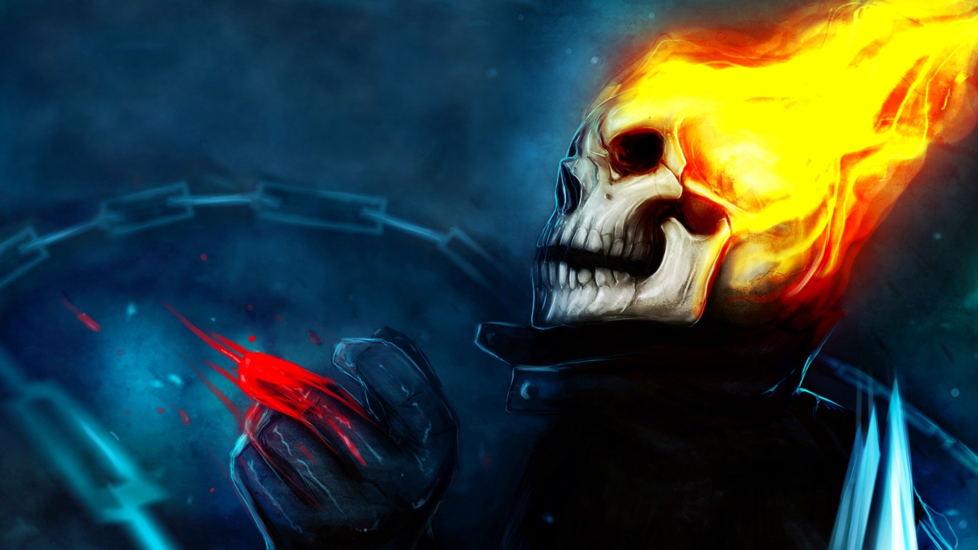 Dark art artwork fantasy artistic original psychedelic horror evil creepy scary spooky halloween ghost rider skull chopper wallpaperx1080