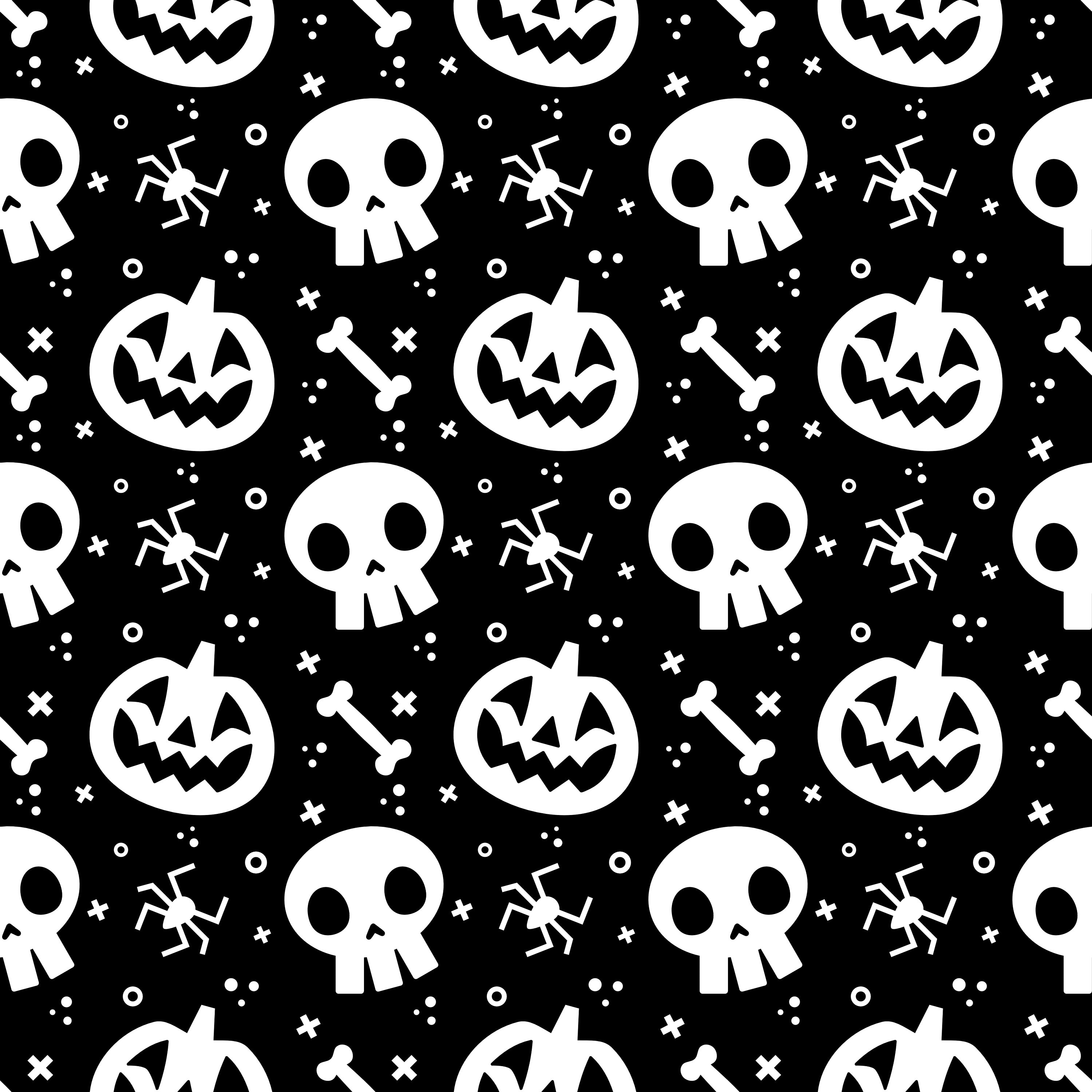Halloween Pattern Seamless Digital Paper Black White Jack