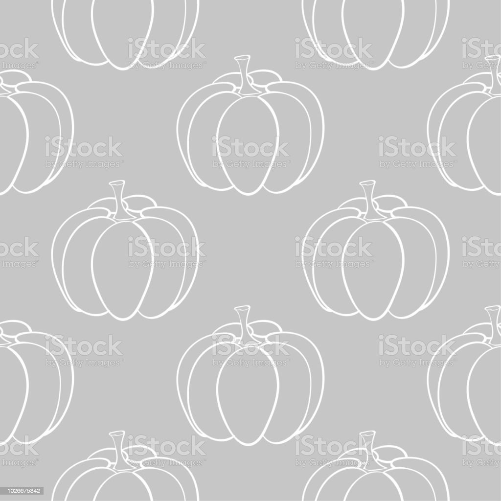 Halloween Pumpkin Pattern Gray And White Seamless Background Stock Illustration Image Now