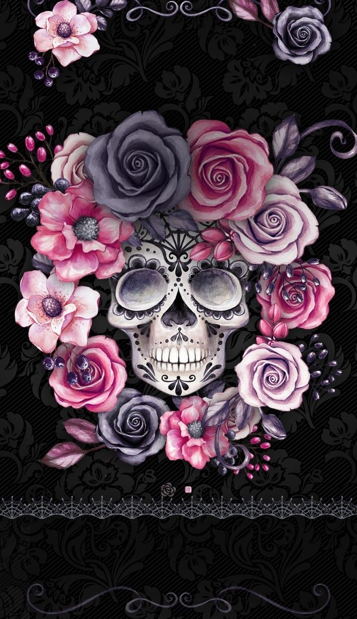 Wallpaper. Skull wallpaper iphone, Skull artwork, Sugar skull wallpaper