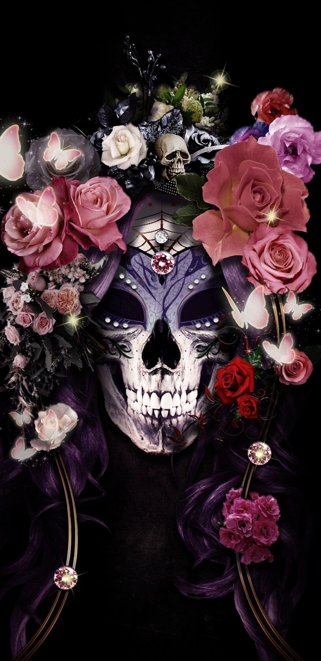 Dia De Muertos. Sugar skull wallpaper, Skull wallpaper, Skull artwork