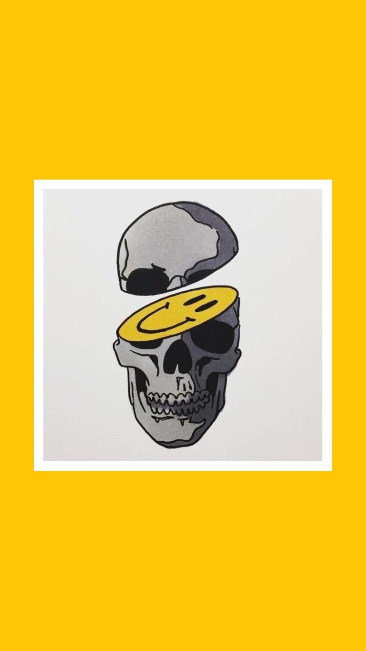smile #happy #wallpaper #tumblr #aesthetic #yellow. Pintar papel de parede, Arte de rua, Arte com caveiras