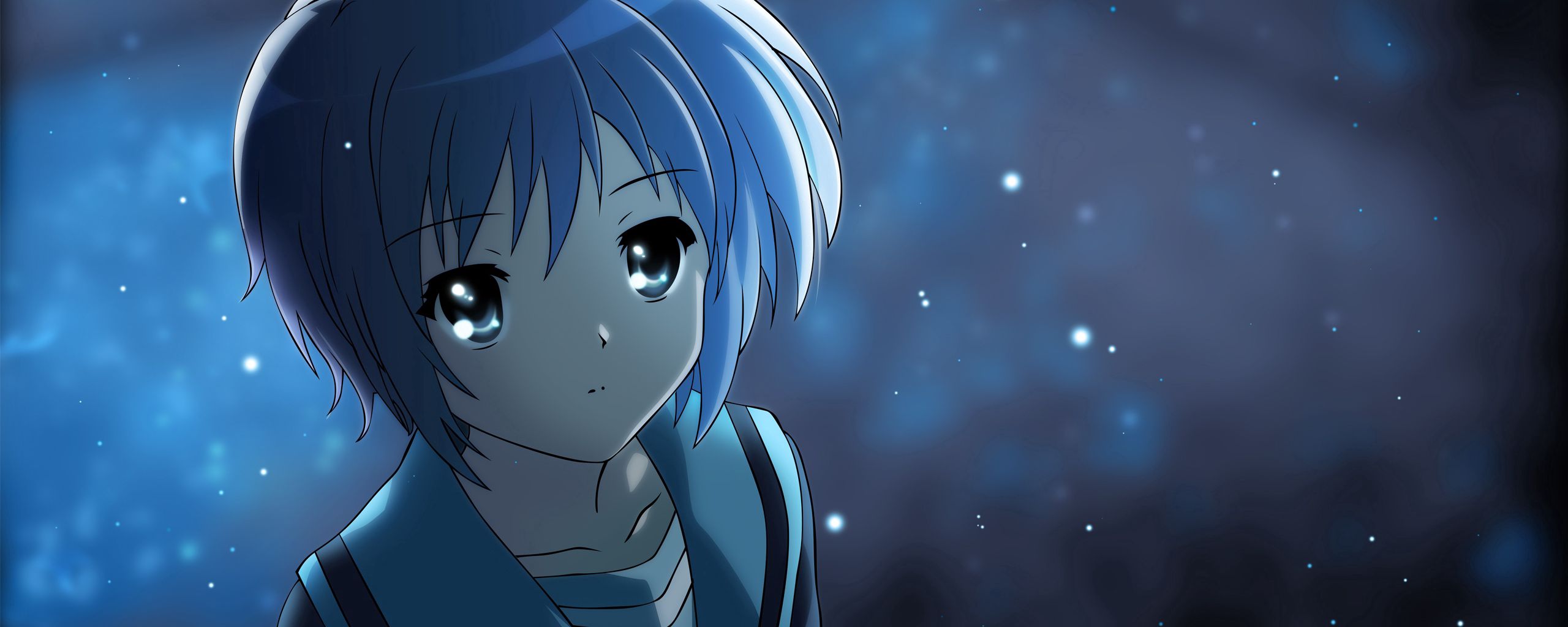 Download wallpaper 2560x1024 anime, girl, cute, lights, night ultrawide monitor HD background