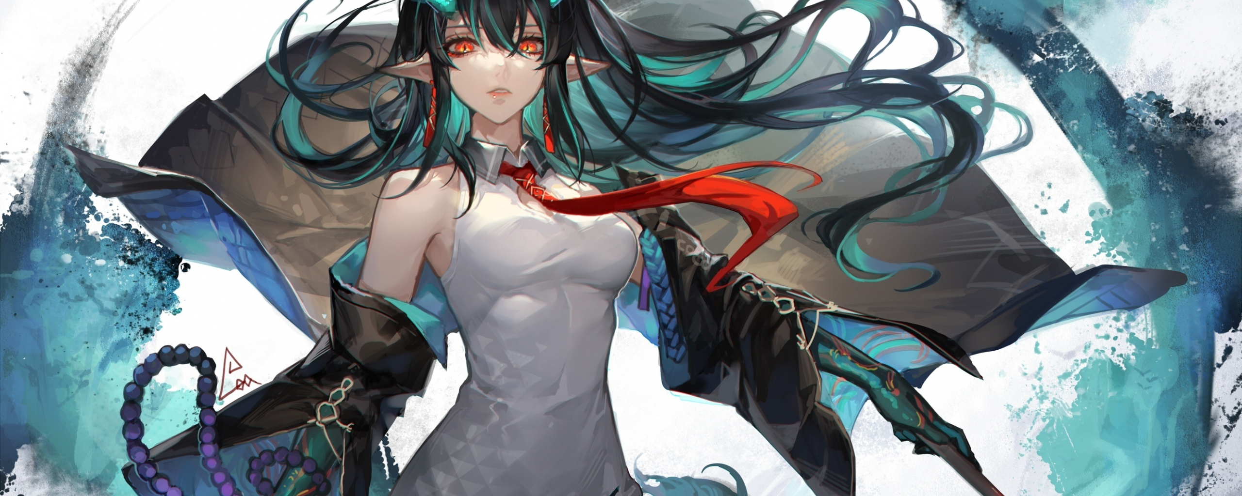 Download 2560x1024 Wallpaper Anime, Dusk Of Arknights, Anime Girl Elf, Dual Wide, Wide 21:9, Widescreen, 2560x1024 HD Image, Background, 34386