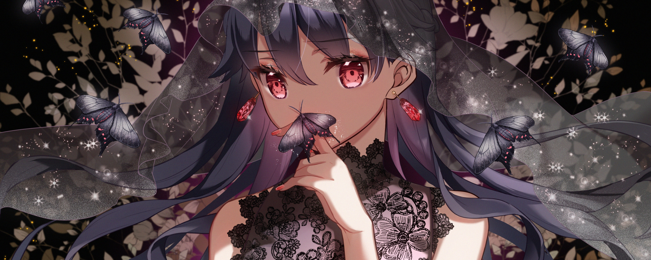 Download Glitter, beautiful pink eyes, anime girl, original wallpaper, 2560x1024, Dual Wide, Wide 21:9, Widescreen