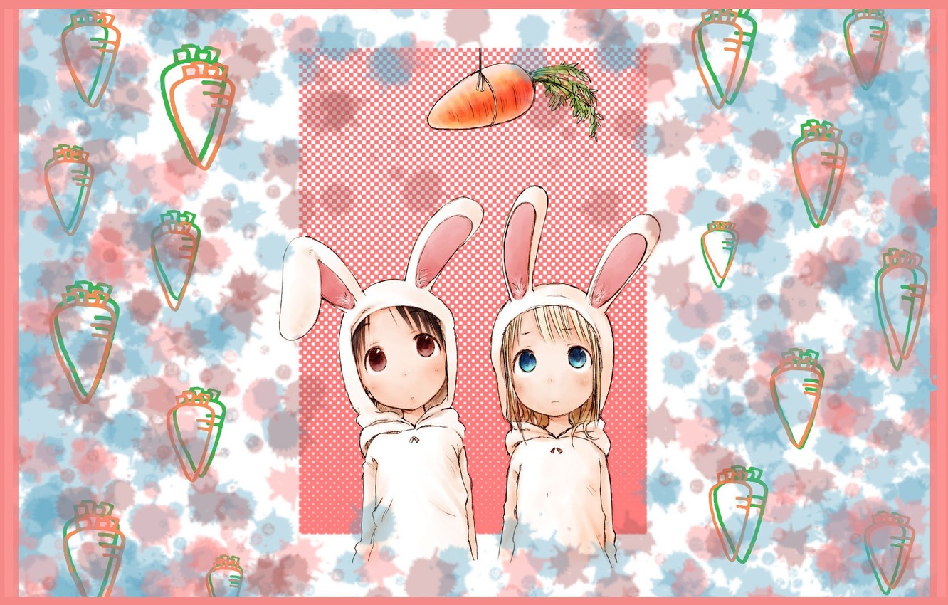 Wallpaper carrot, hood, ears, art, friend, ichigo mashimaro, chika itoh, barasui, strawberry marshmallow, ana coppola image for desktop, section прочее
