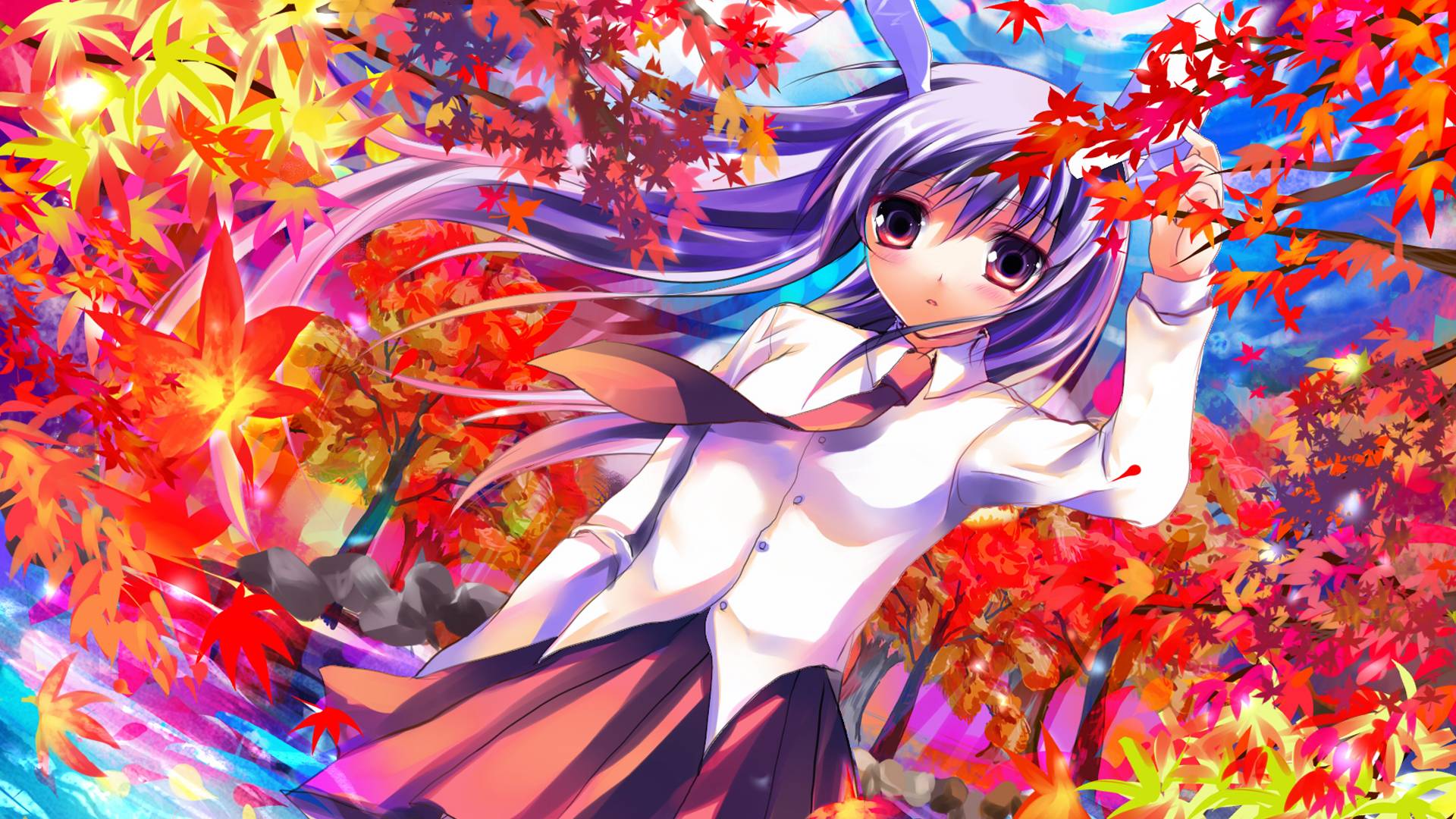 Colorful Girl And Autumn Scenery HD Wallpaperx1080