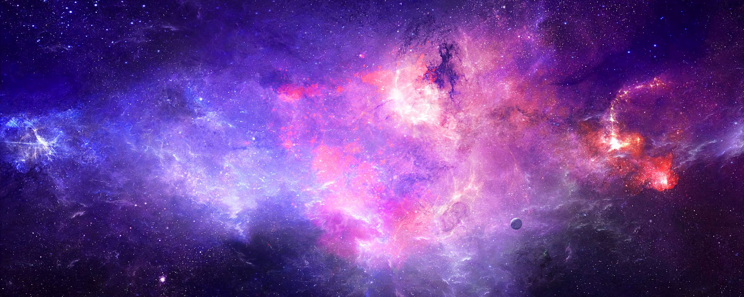 Download wallpaper 2560x1024 nebula, galaxy, light, glow, space ultrawide monitor HD background