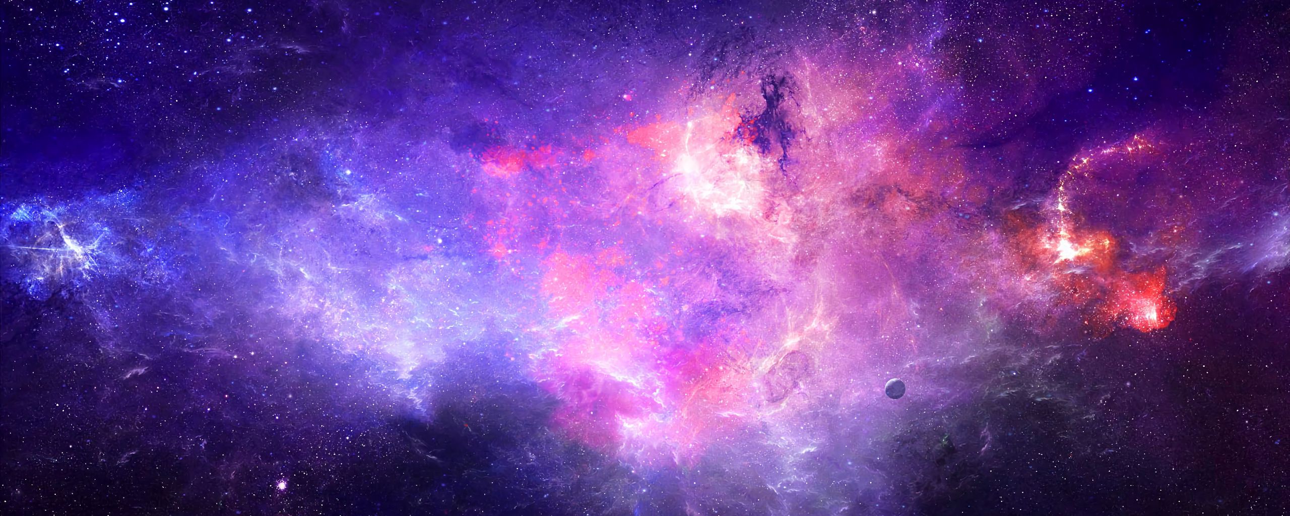 Download wallpaper 2560x1024 nebula, galaxy, light, glow, space ultrawide monitor HD background