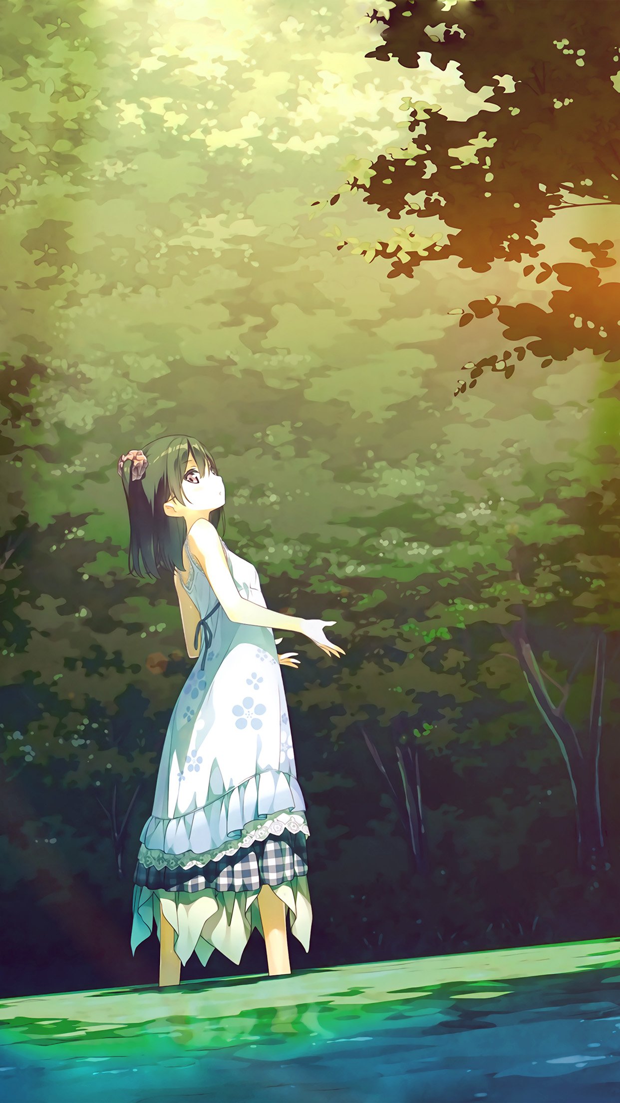 iPhone X wallpaper. anime girl green art illustration flare