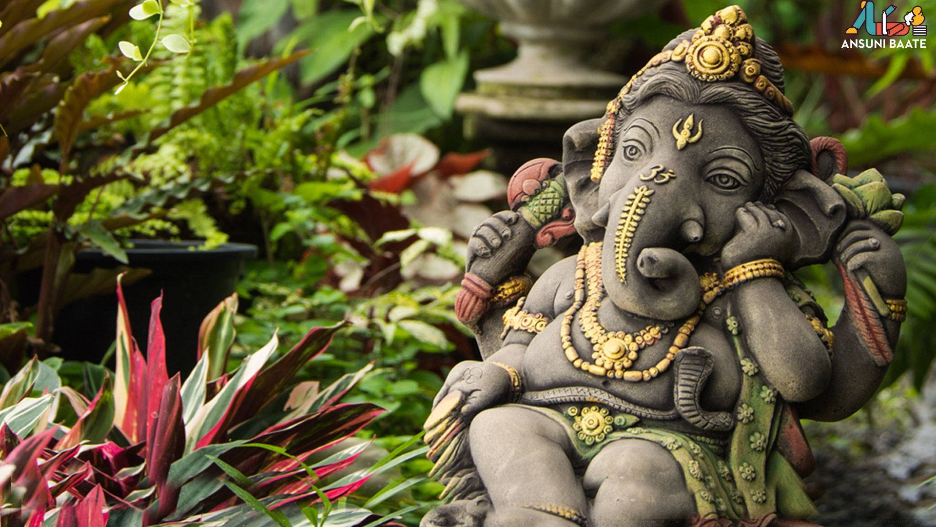 Download Ganesh 3D Garden Statue Wallpaper