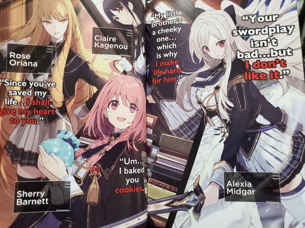 Yen Press the members of Shadow Garden, the students at Midgar Academy and the foes that Cid takes on, the cast of The Eminence of Shadow is a ton