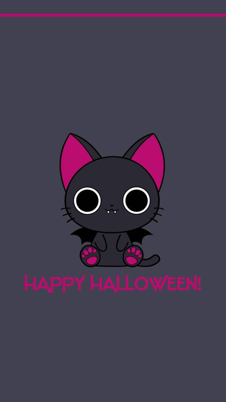 Download Kawaii Halloween Creepy Cat Wallpaper
