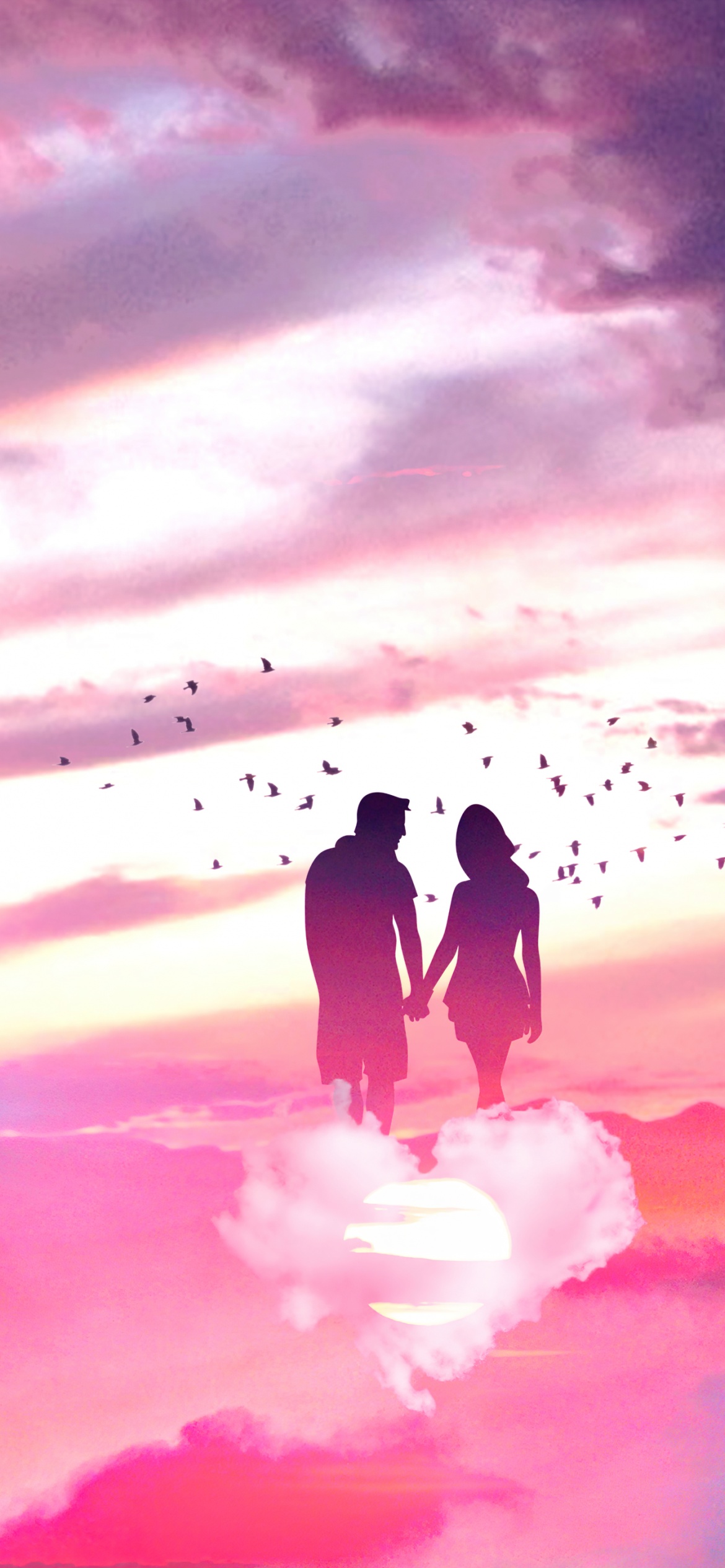 Couple Wallpaper 4K, Lovers, Above clouds, Surreal, Dream, Romantic, Love