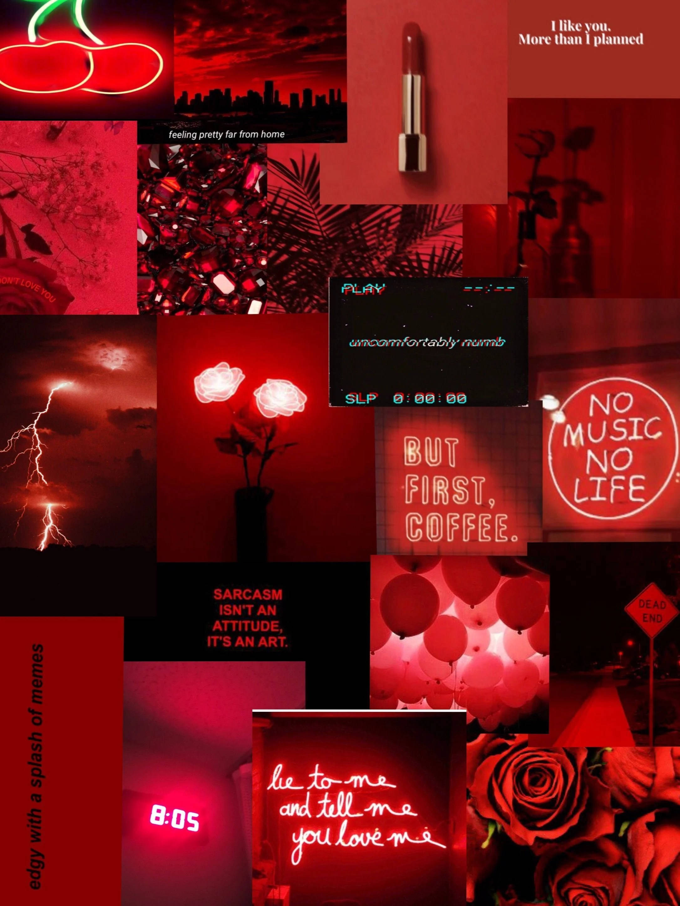 Download Baddie Aesthetic Red Collage Wallpaper