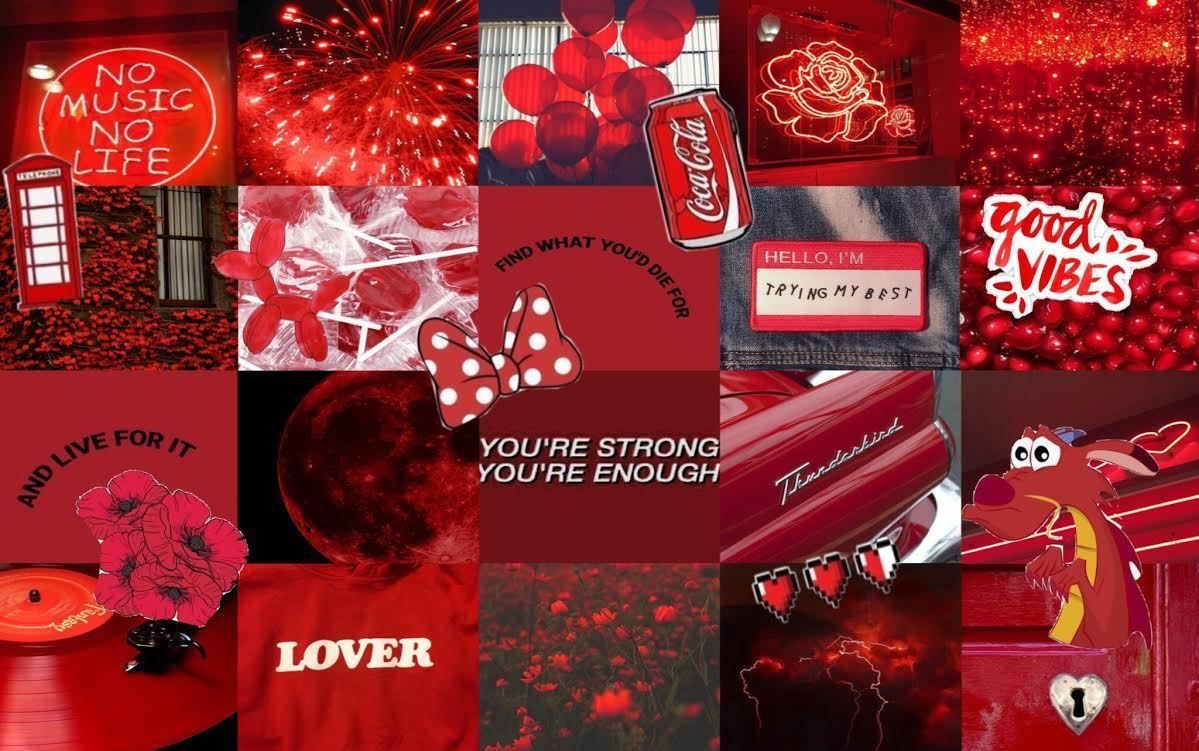 Red Aesthetic Collage Wallpaper Free Red Aesthetic Collage Background